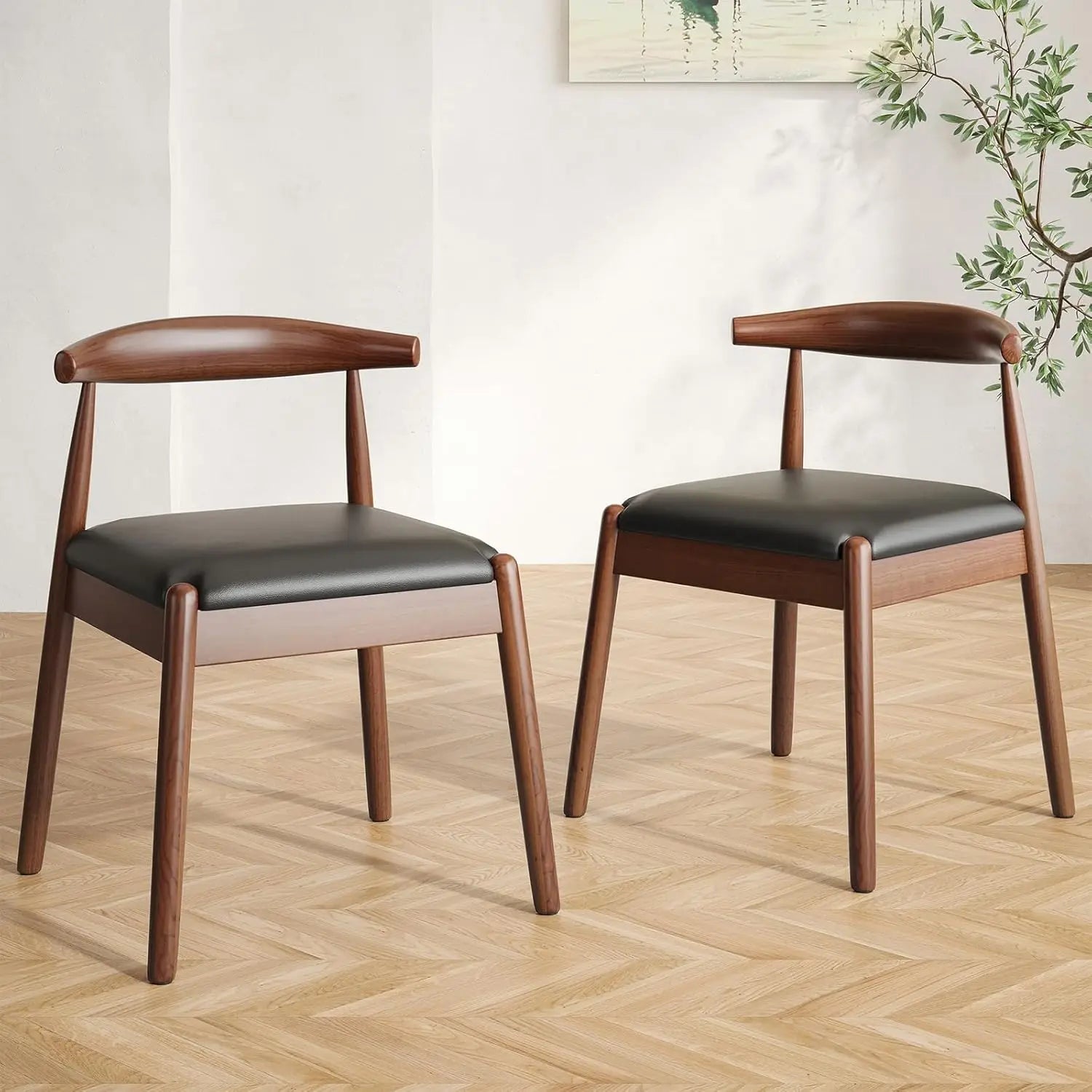 2 Mid-Century Modern w/Solid Wood Legs