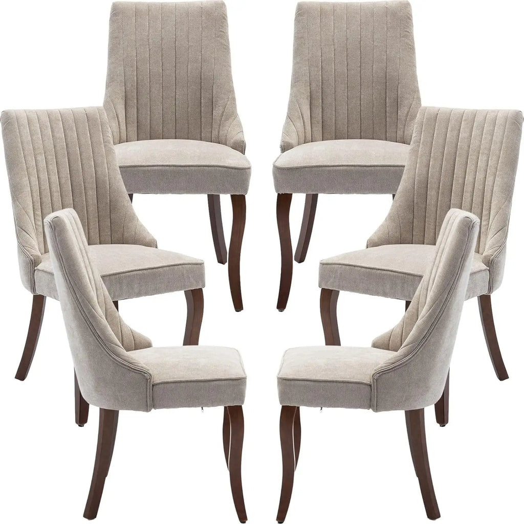 6 Beige Velvet Upholstered MCM