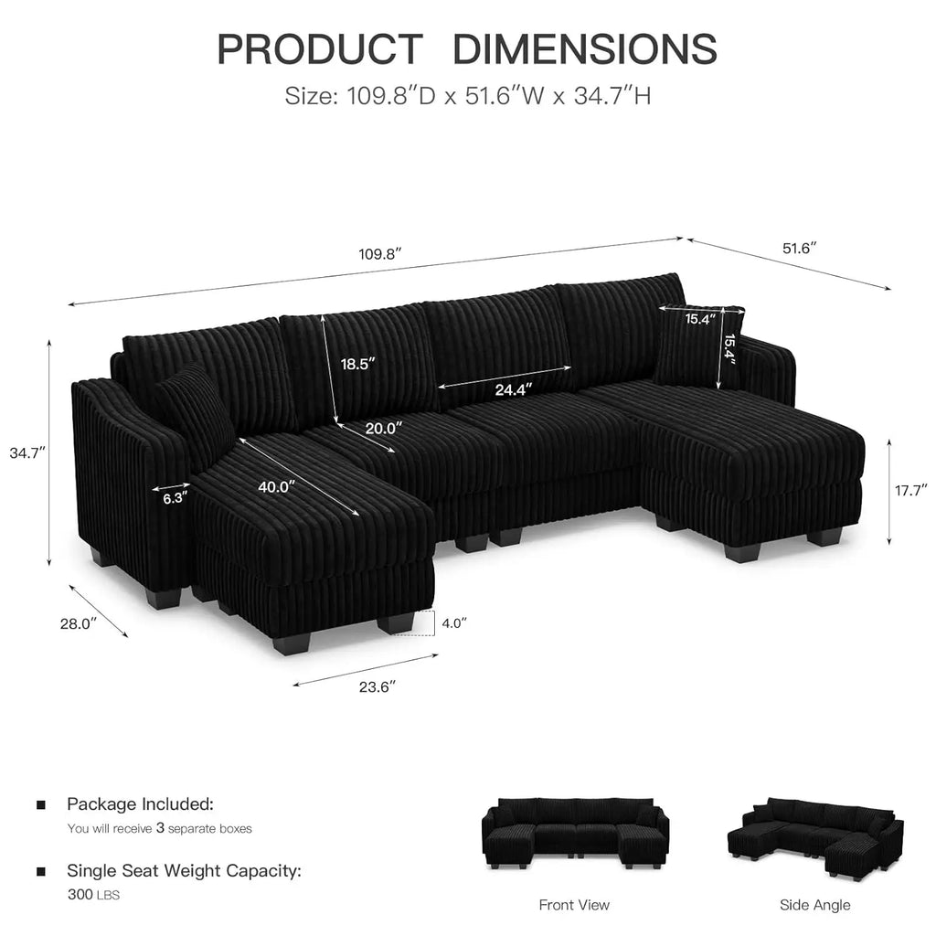 U Shaped Couch w/Reversible Chaises