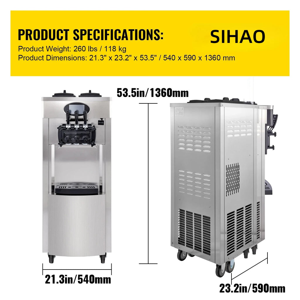 2200W Commercial Soft Ice Cream Machine 3 Flavors
