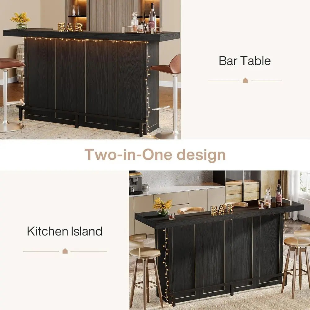 4-Tier Large Bar Table w/Wine Rack, Bootrest