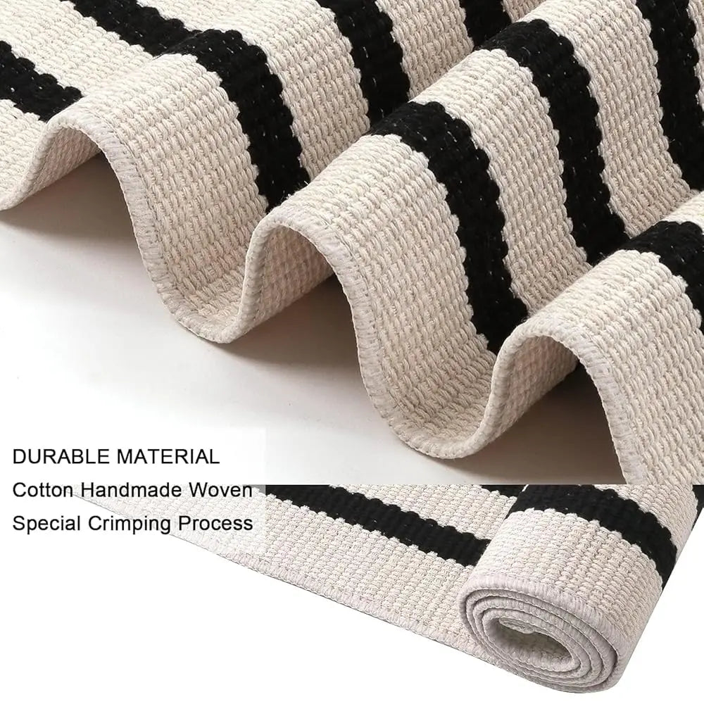 5x8 Washable Black/White Striped