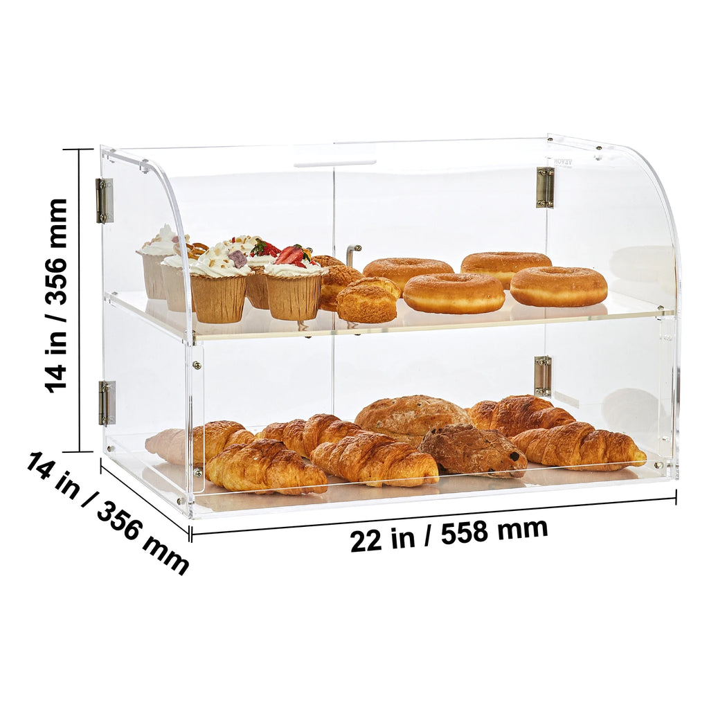 2 Tray Clear Pastry Display Case Acrylic Commercial