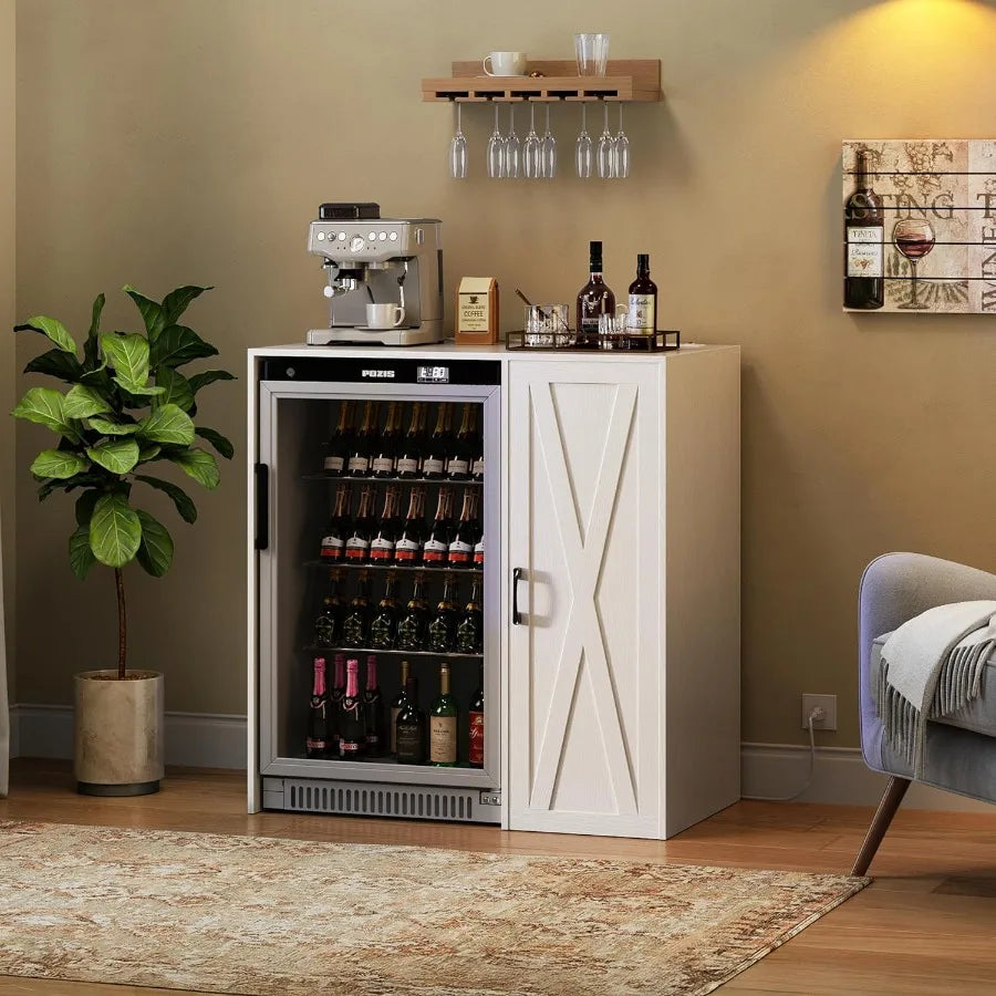 24" Mini Fridge Cabinet w/Storage Coffee Bar