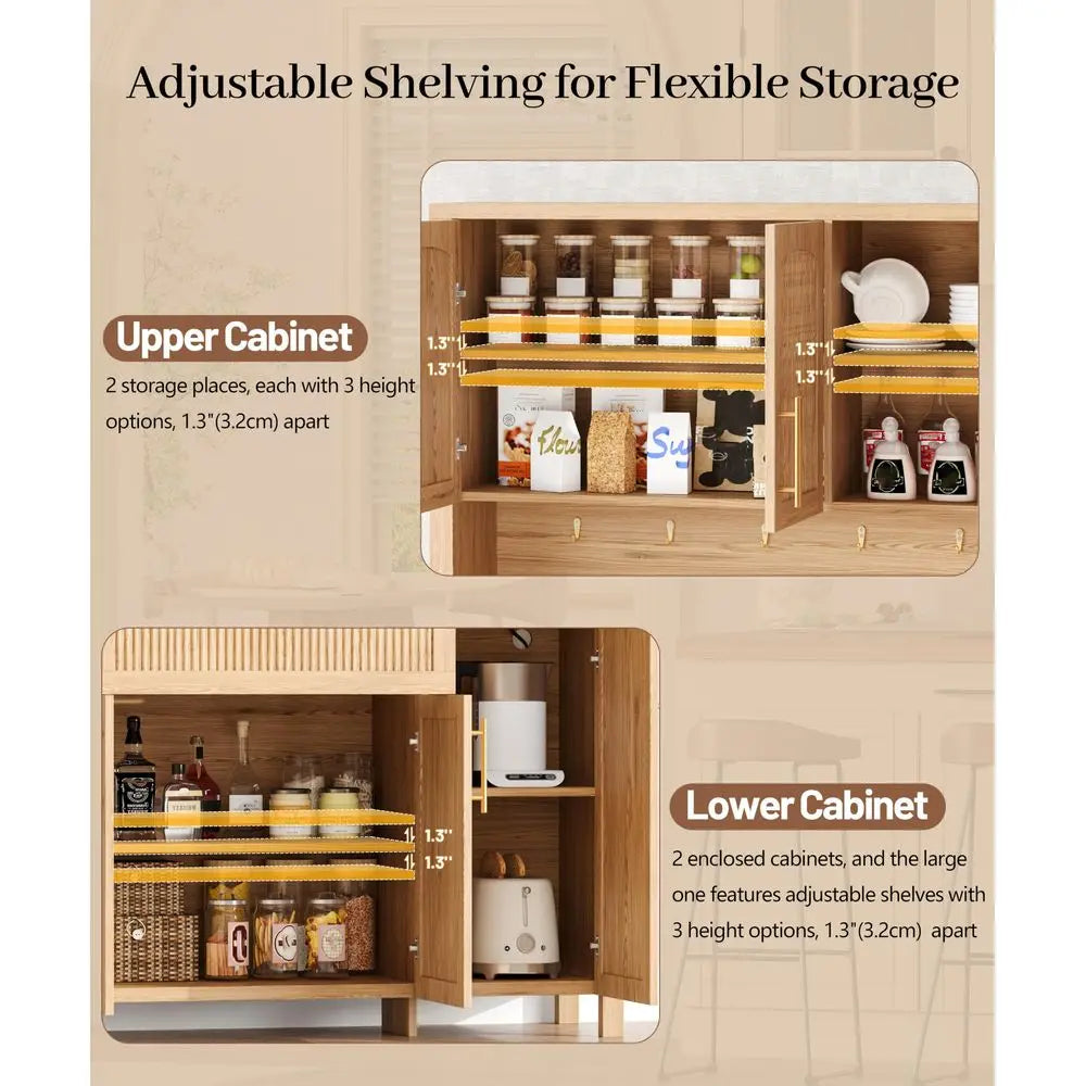 Kitchen Pantry Storage Cabinet W/Charging Station