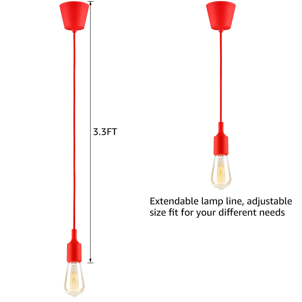 4 Pack Socket Pendant Light Red
