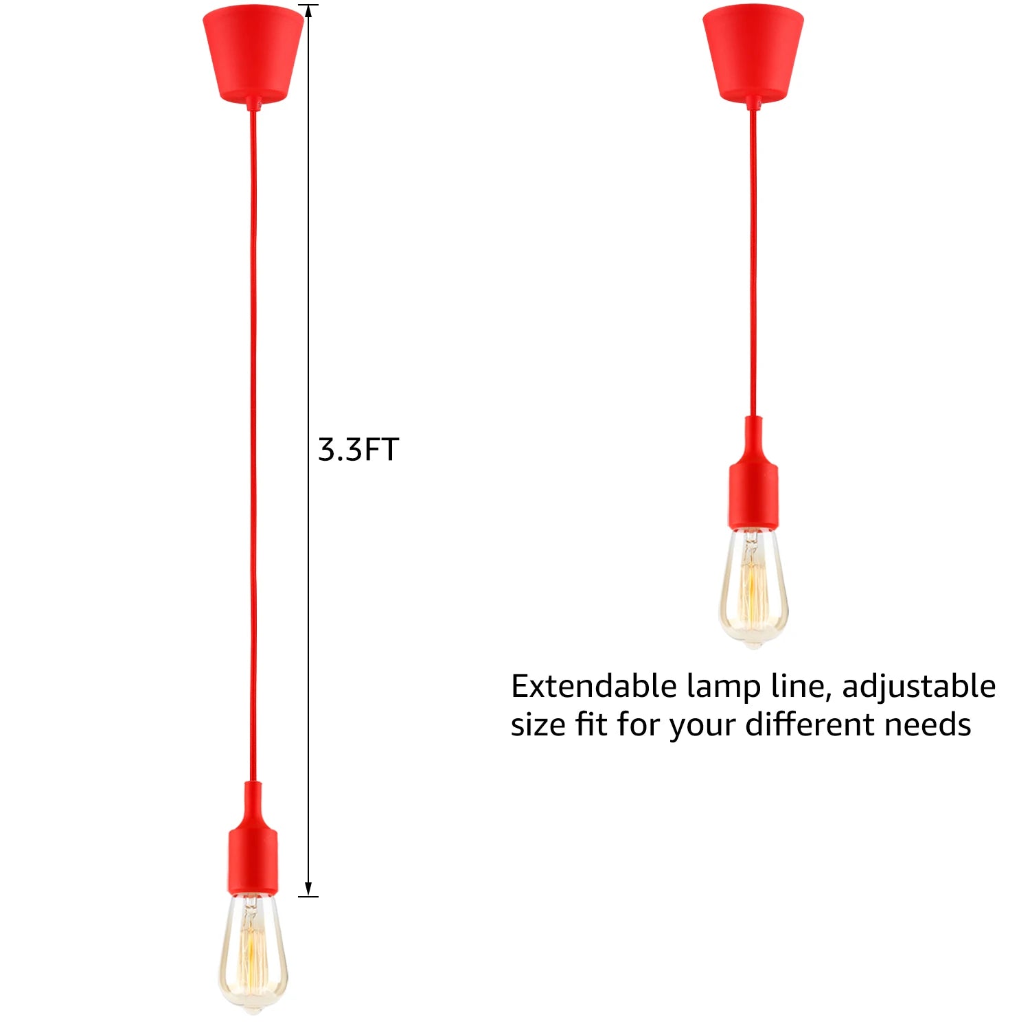 4 Pack Socket Pendant Light Red