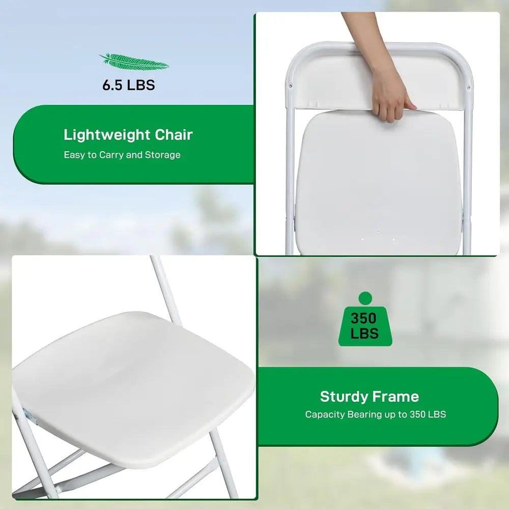 6 Stackable White Folding 350lbs Capacity