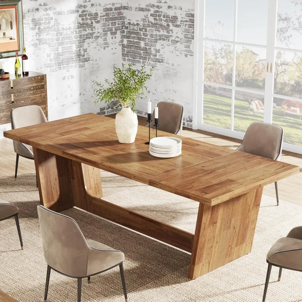 70.87"  Large Wooden for 6-8 People Rectangular Farmhouse
