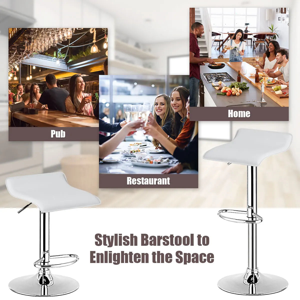 2 Swivel Adjustable PU Leather