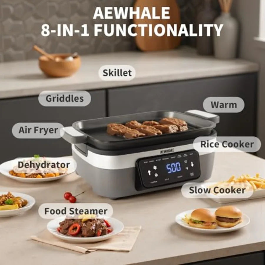 8-in-1 Digital Multifunctional Electric Skillet W/Lid