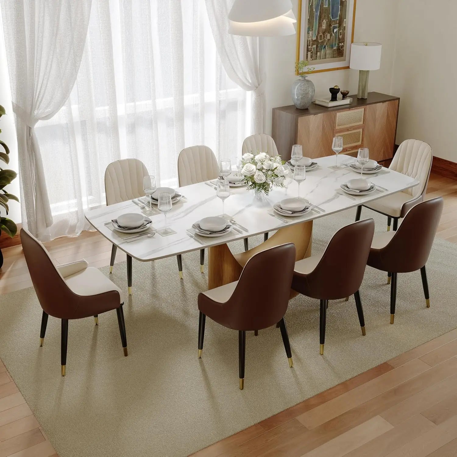 2 PU Leather Beige Wingback
