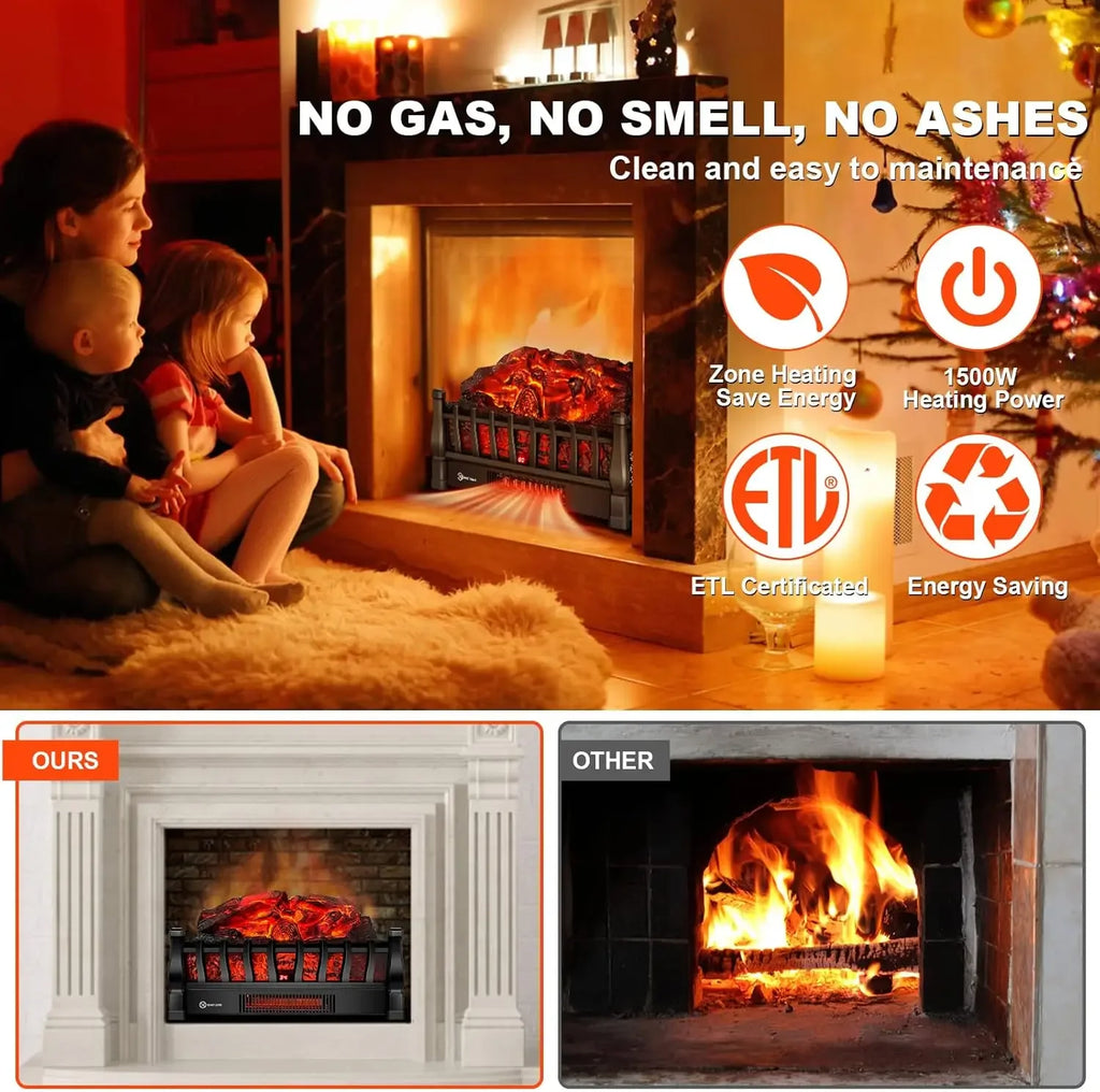 Electric Fireplace Logs Inserts Remote