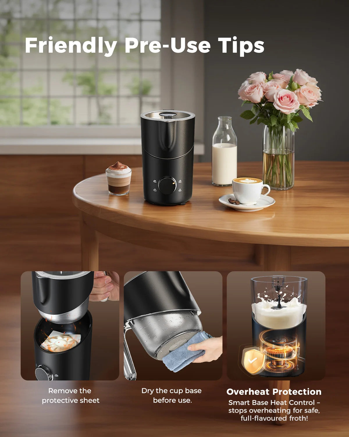 Milk Frother and Steamer 8-in-1 Electric