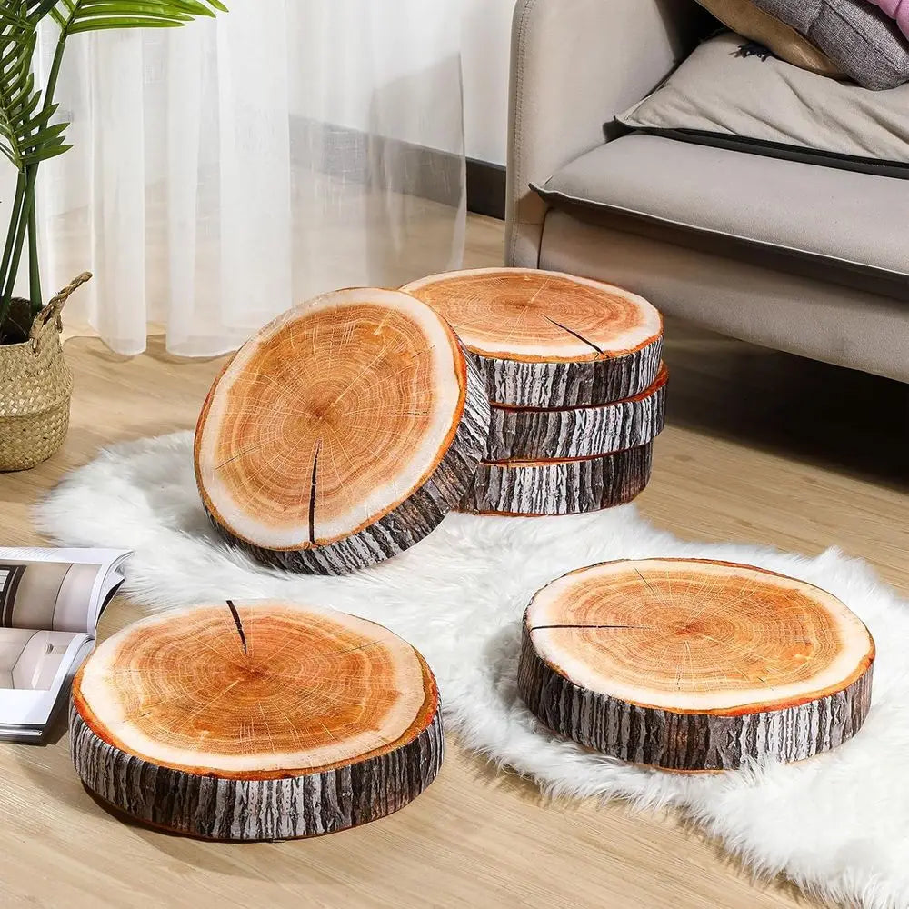 6 Round Pillow Wood Decorative