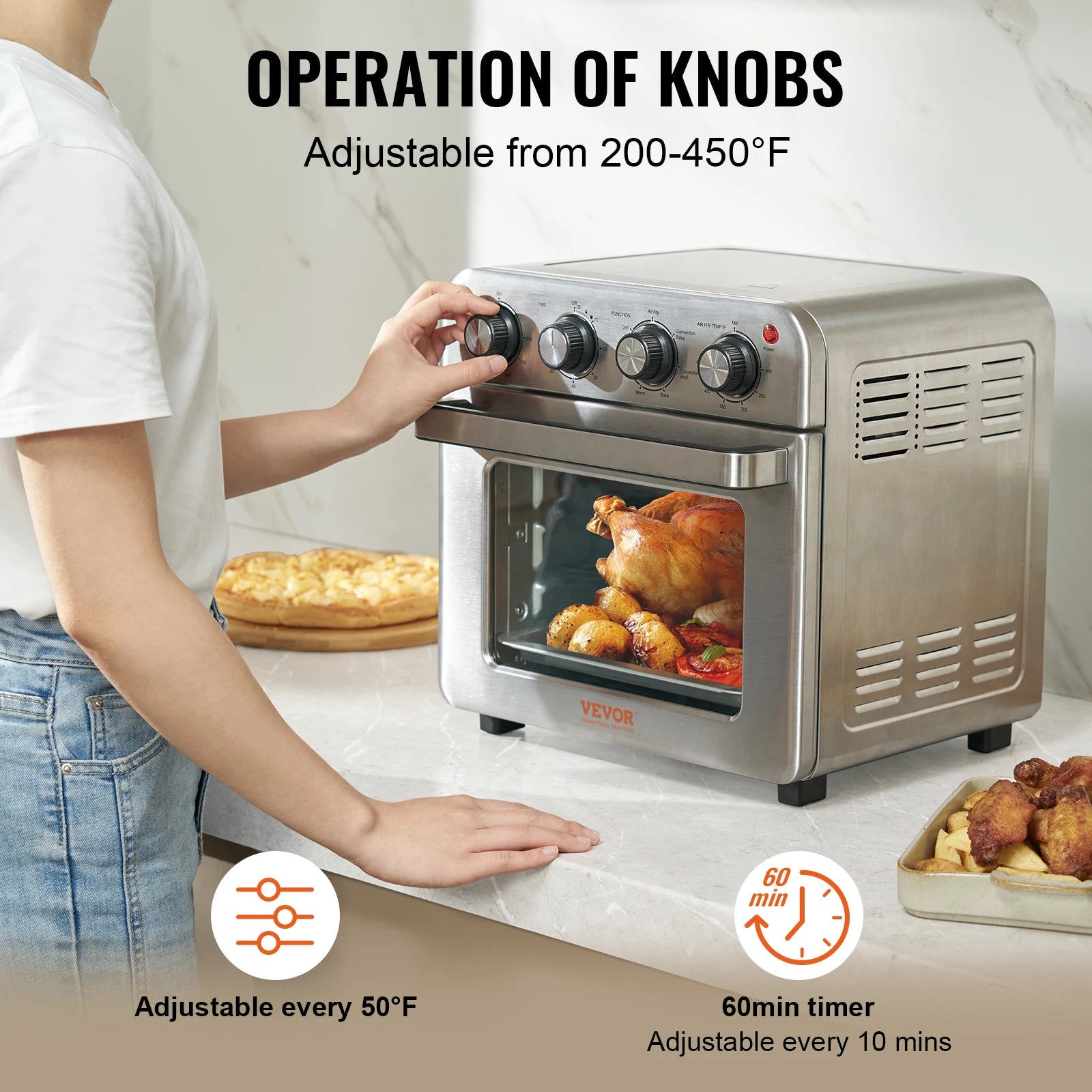 Air Fryer Toaster Oven Stainless Home and Commercial Use