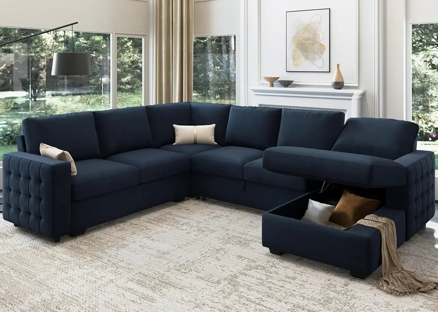 Sectional Sleeper Sofa w/Pull Out Bed