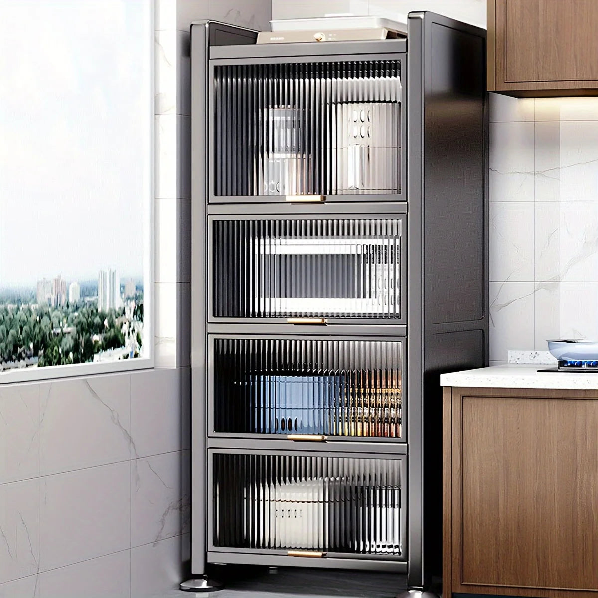 5-Tier Narrow Multifunctional Metal Storage Cabinet