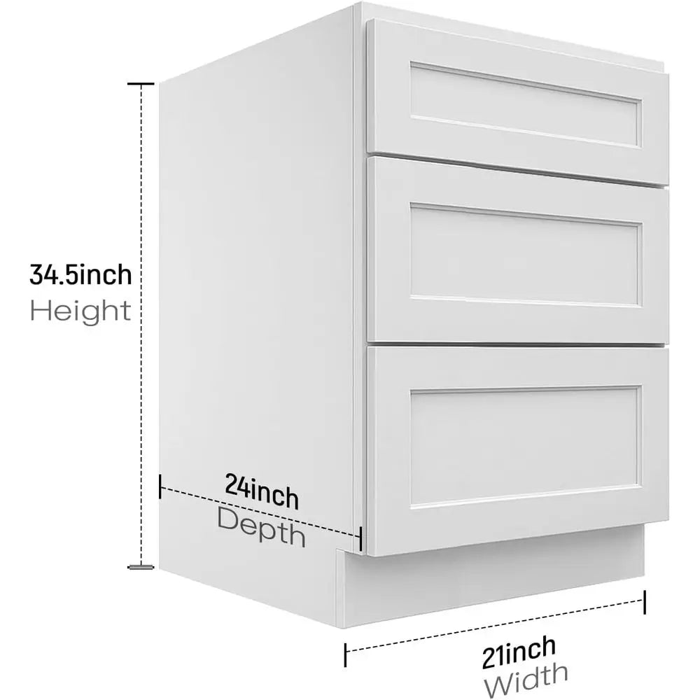 White Shaker Style RTA Base Cabinet 21W X34.5HX24D