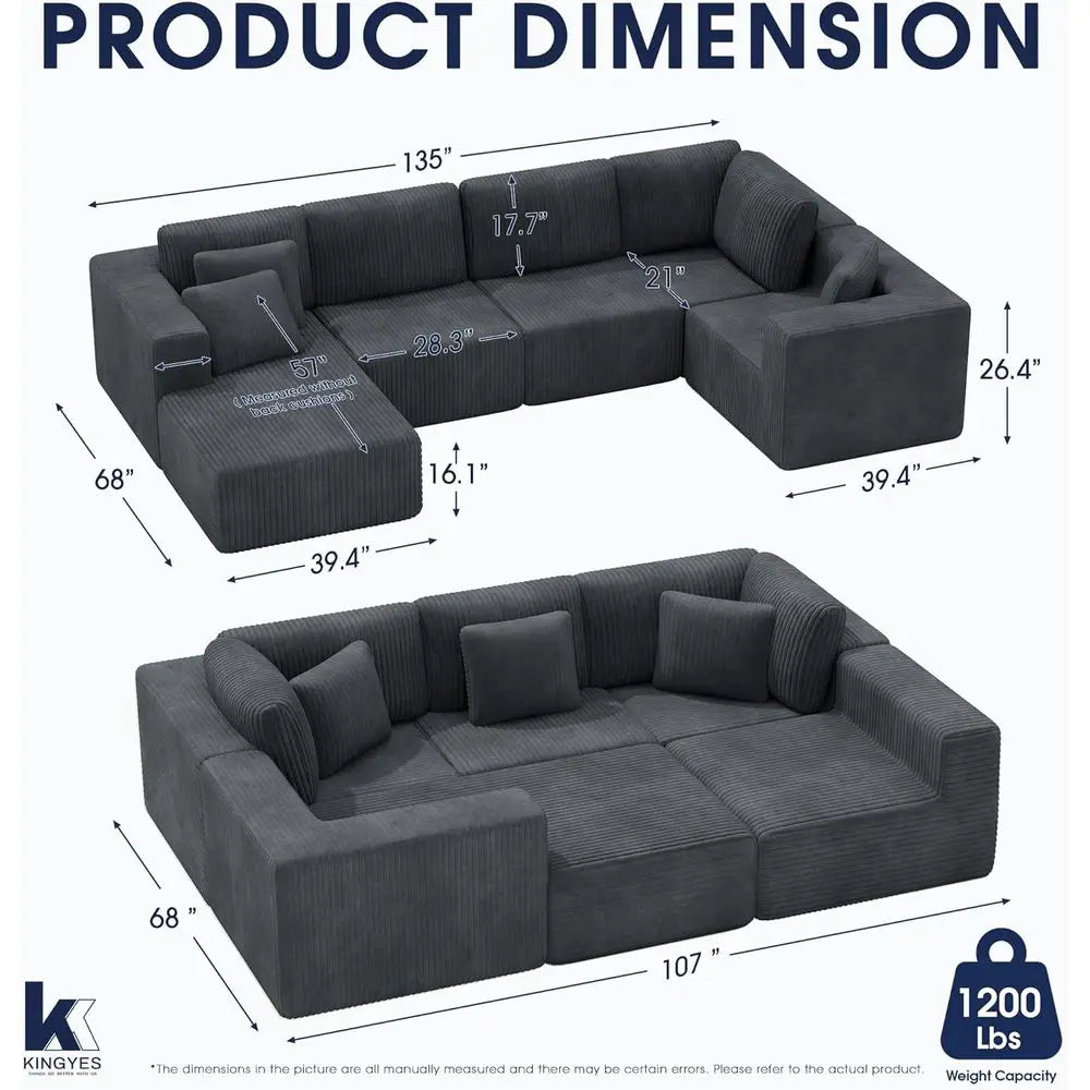 135'' Modular Sectional U-Shaped
