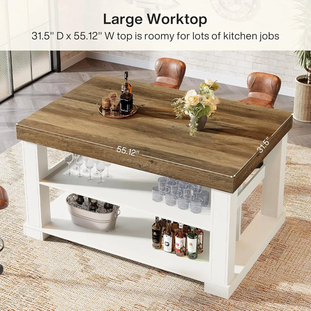 55" Counter Height Bar w/Storage Shelves
