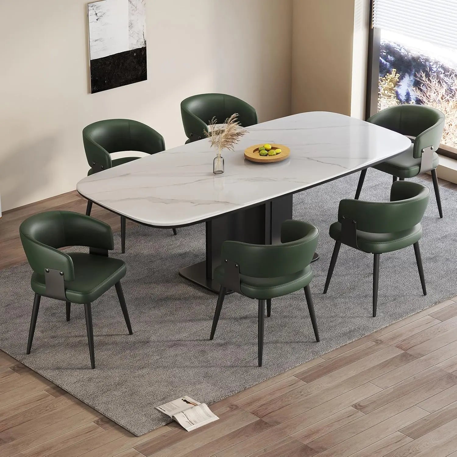 6 Modern Upholstered Faux Leather Curved