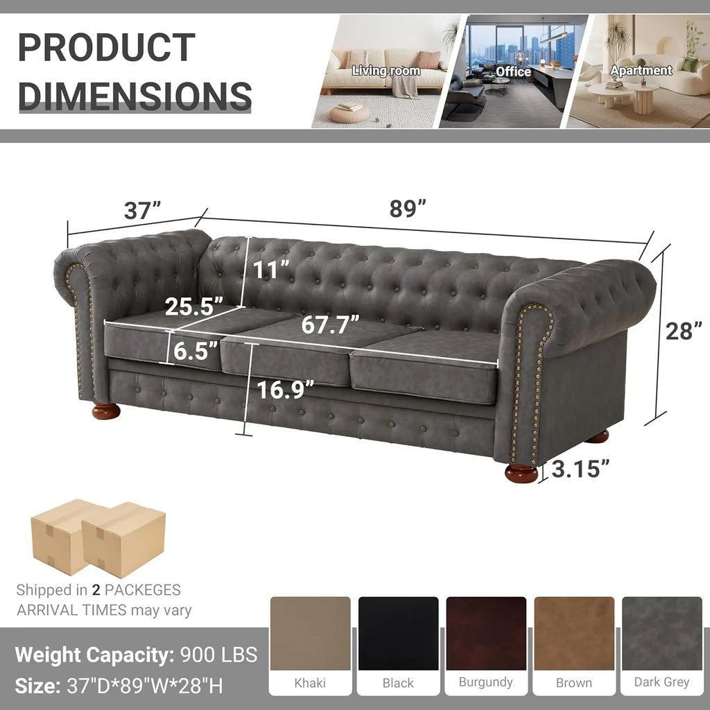 89" Sofa Mid Century Modern Couch