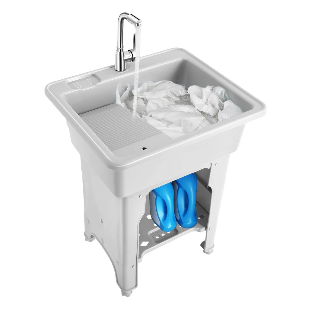 Laundry Tub, 21.65"Faucet, Removable Washboard