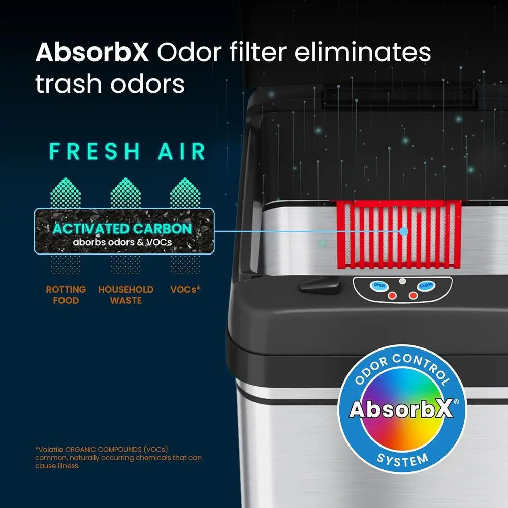 8 Gal Sensor Can Odor Filter Stainless