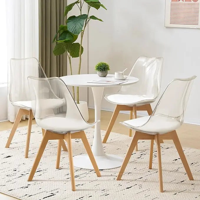 4 Clear Modern Acrylic w PU Leather