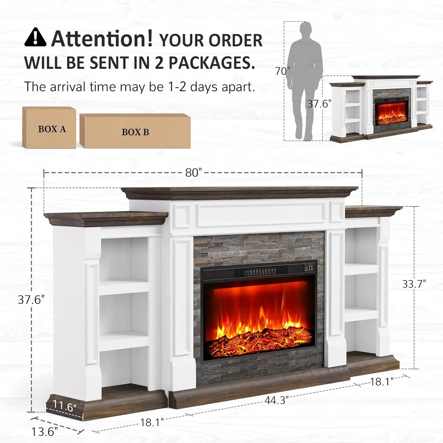 80" Electric Fireplace Mantel Cabinets