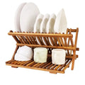 3 Tier Collapsible Teak Wood Dish Rack