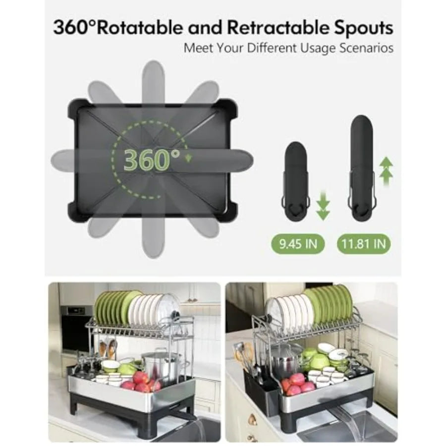Extra Large Two-Tier Stainless-Steel Dish Rack