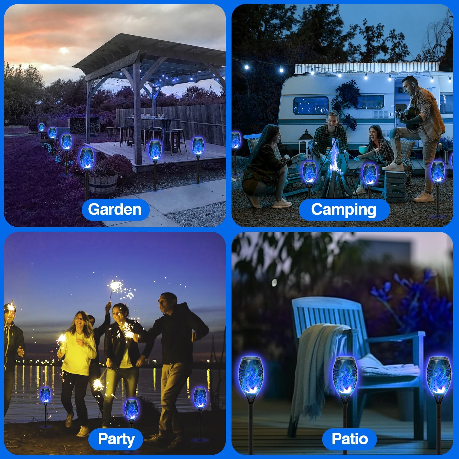 4/6/8/12 Solar Flame LED Torch Light