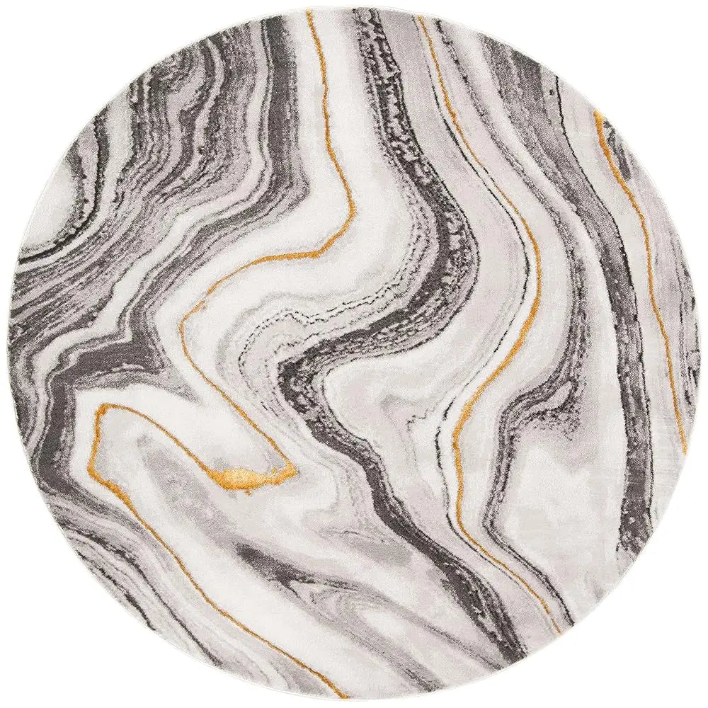 5'3" Circle Grey/Gold, Modern Abstract