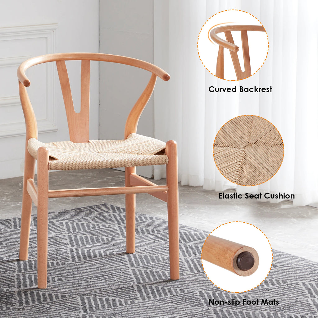2 Fully Assembled Wishbone Rattan Solid Wood