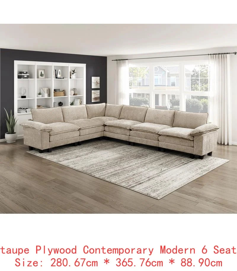 Plush Cenille Modular Sectional Sofa Set