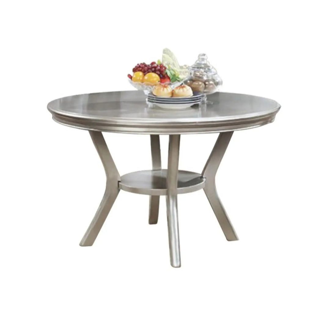 Contemporary Round Dining Table, Champagne