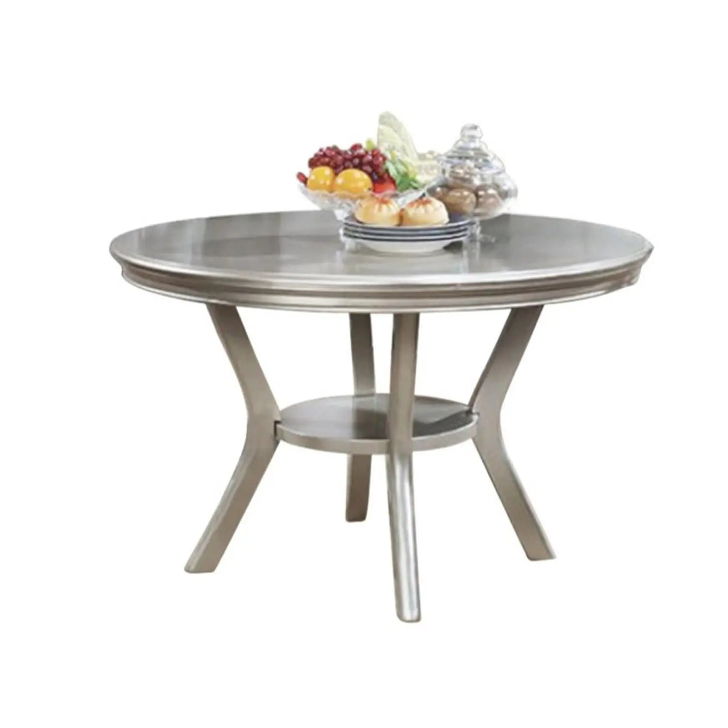 Contemporary Round Dining Table, Champagne