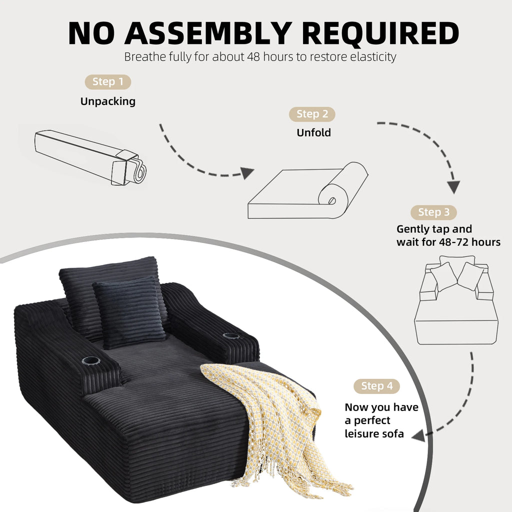67'' Corduroy Chaise Lounge