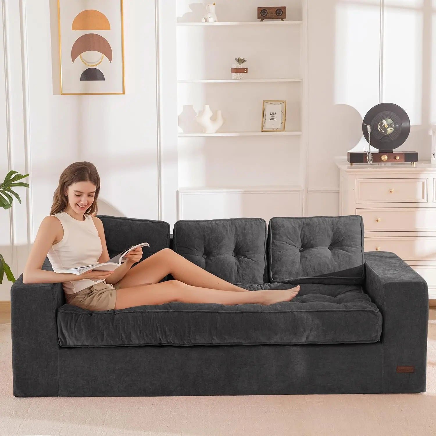 3-Seater Couch Boneless Tuffed