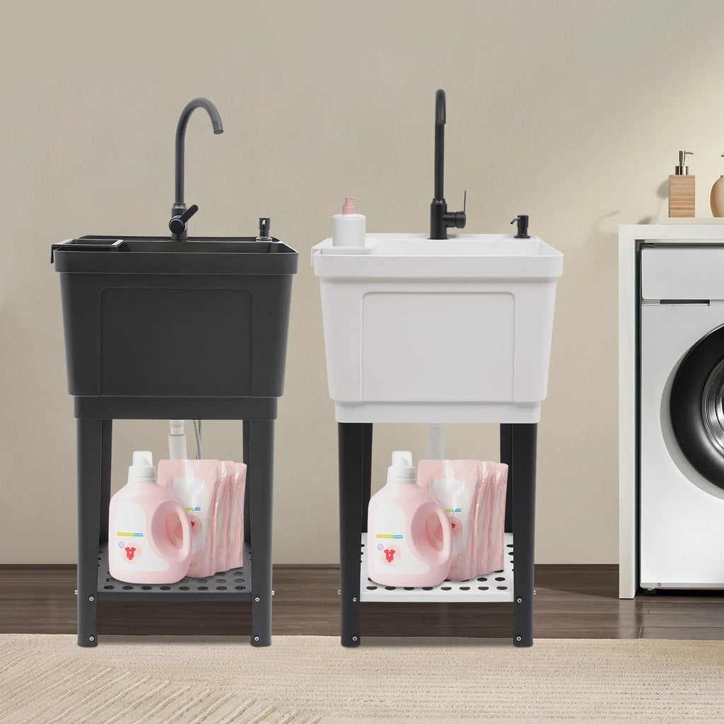 Freestanding Laundry Sink w/Soap Dispenser
