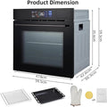 Single Wall Oven 24" 3000W, 8 Baking Modes, w/Air Frying