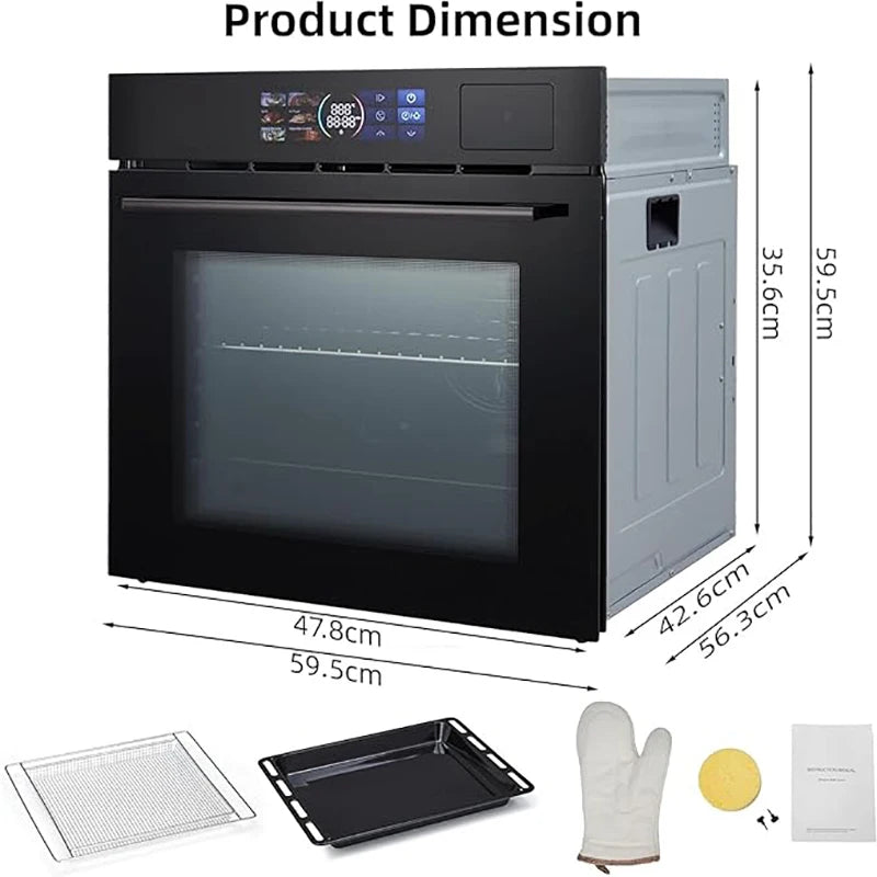 Single Wall Oven 24" 3000W, 8 Baking Modes, w/Air Frying
