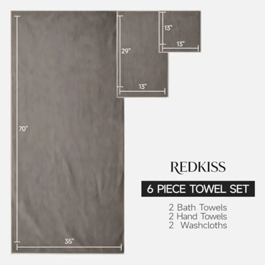 2 Bath Sheets, 2 Hand Towels, 2 Washcloths