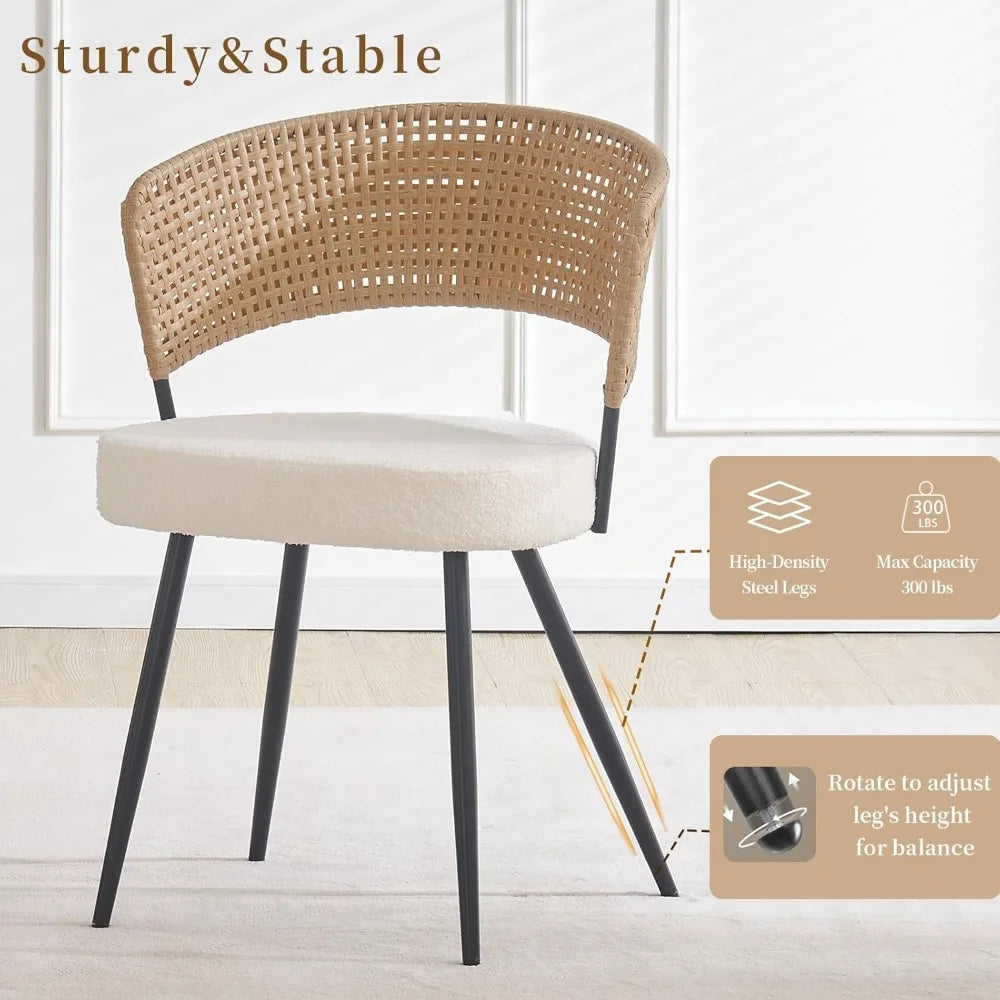 4 Rattan Metal Legs Upholstered