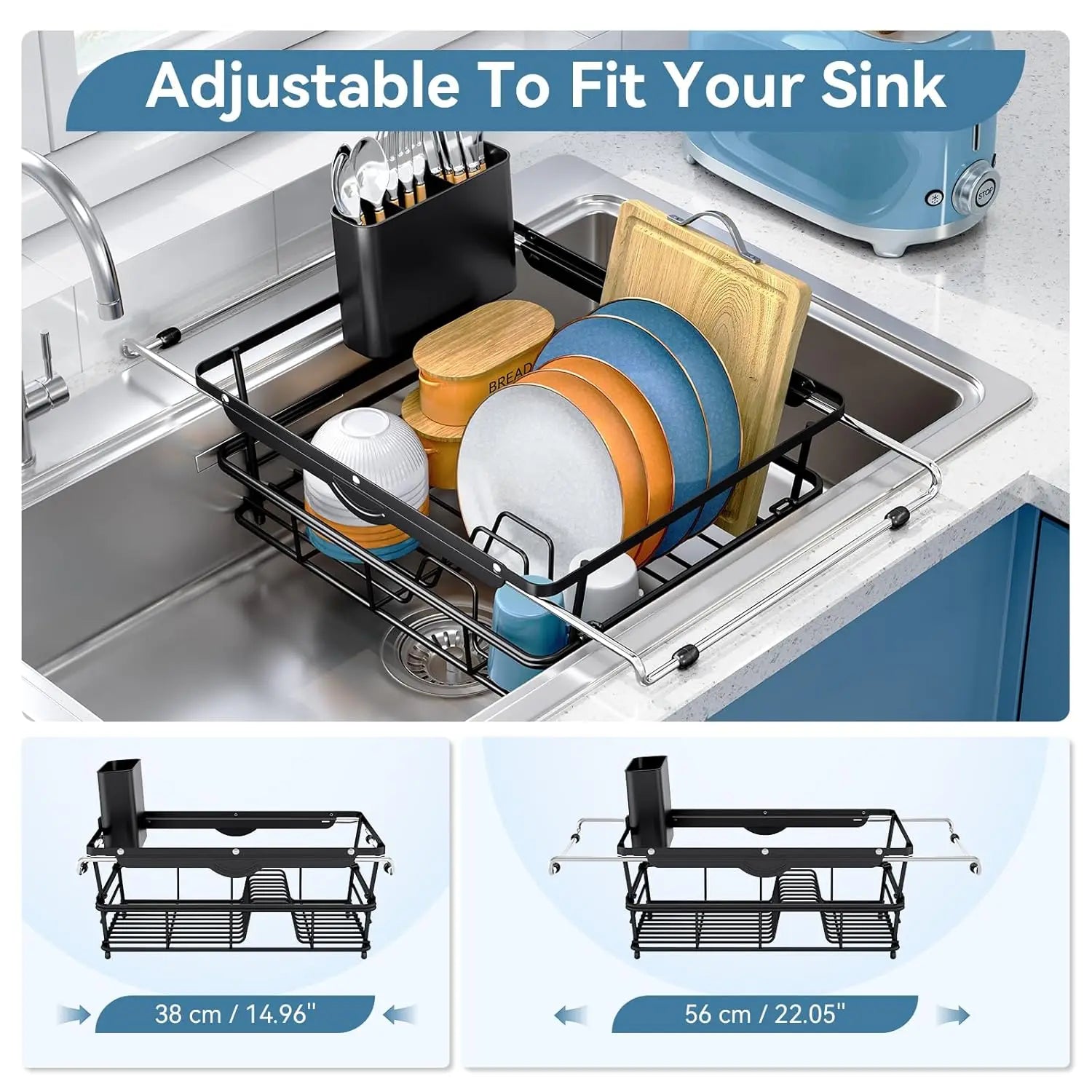 Over the Sink Dish Rack, Expandable In-Sink