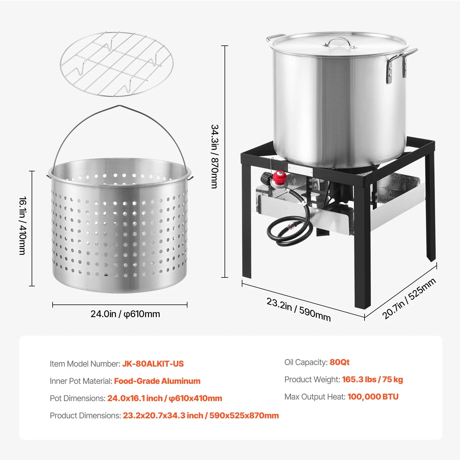 60/80/100Qt Seafood Boiling Kit, Strainer
