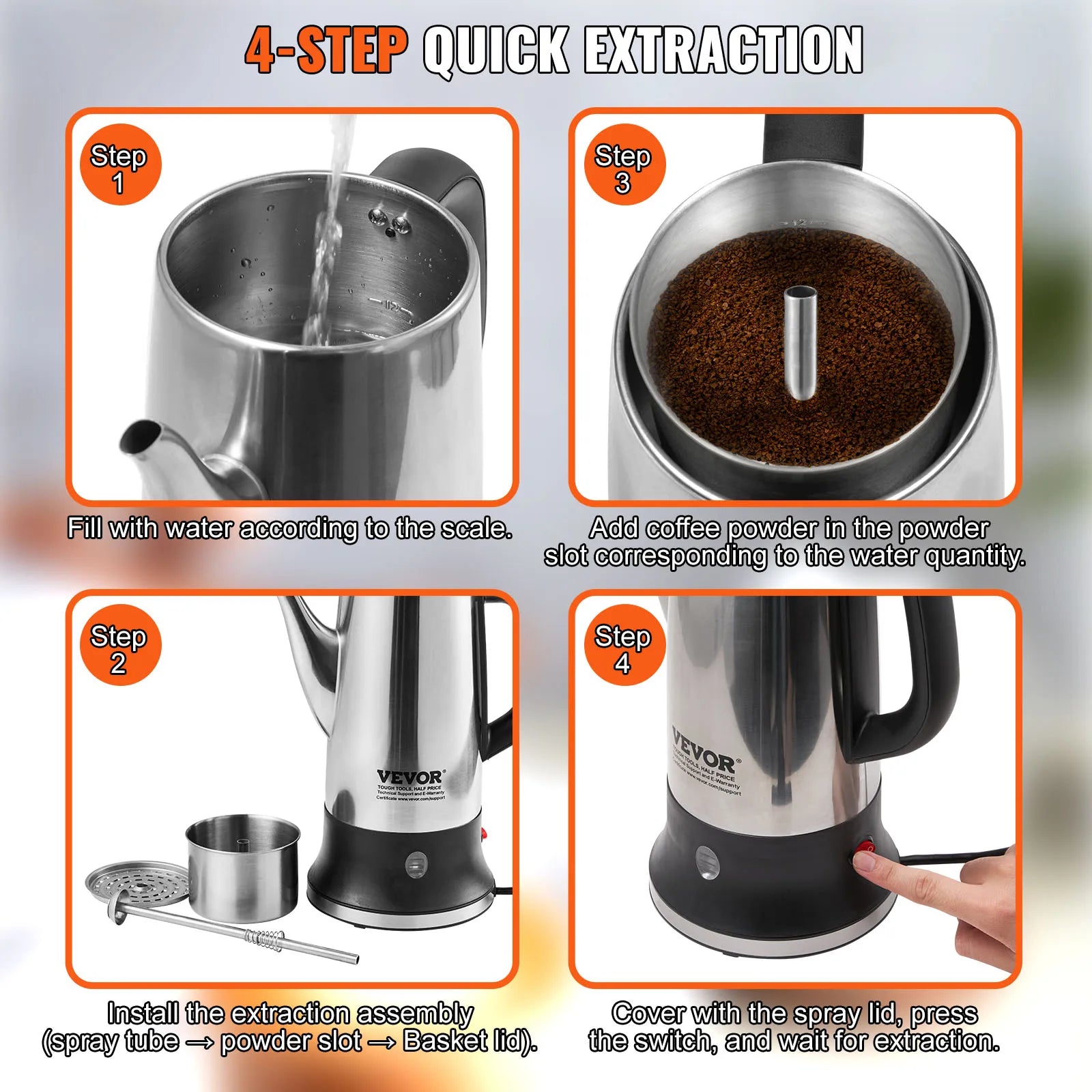 12-Cup Electric Percolator Coffee Pot 304 Stainless