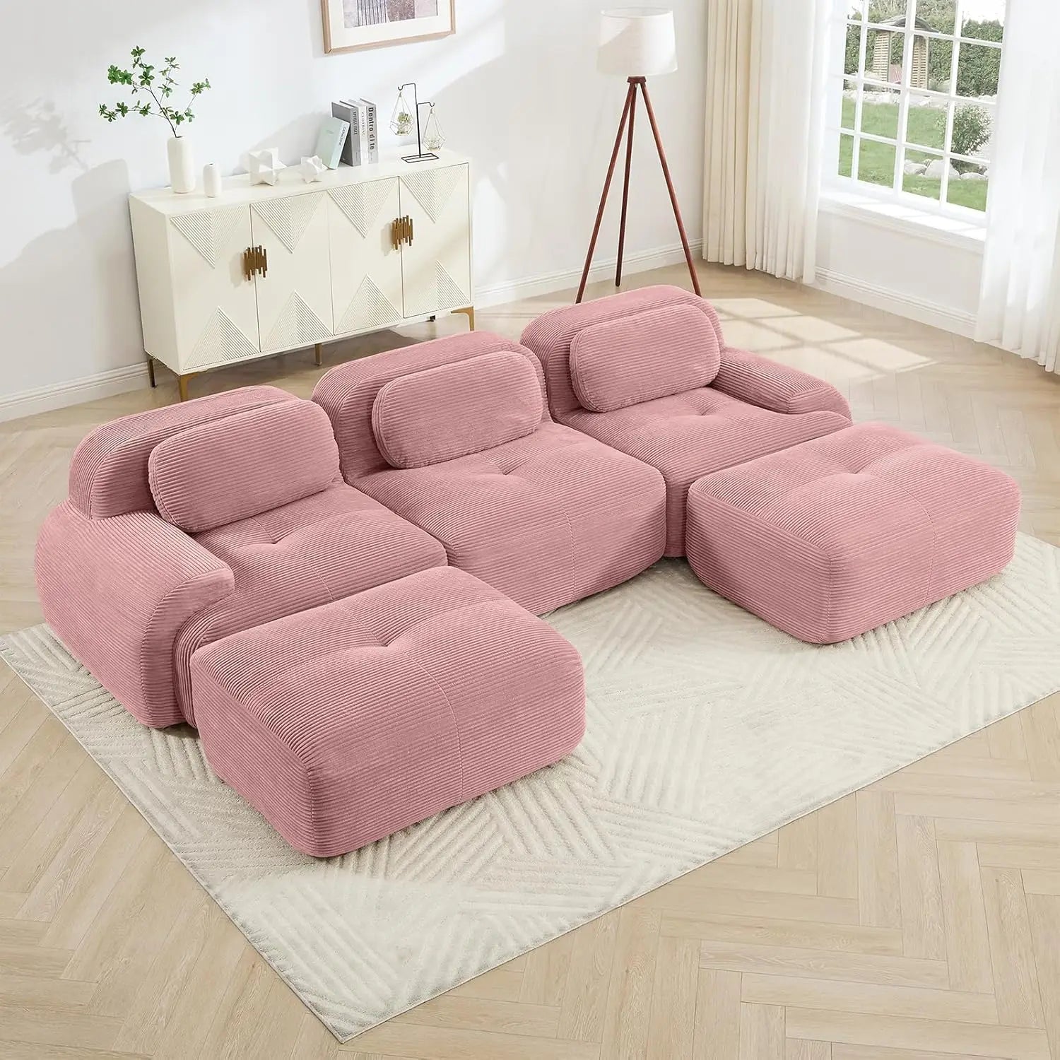 116" Modern Corduroy Cloud Sofa